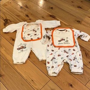 Harley Davidson 4 piece set 3/6M White Orange Blk